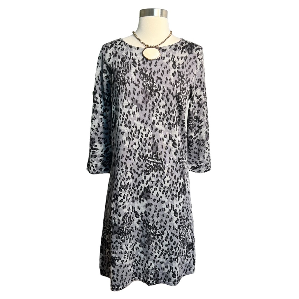 NWT Lord & Taylor Animal Print Wool Knit Dress L
